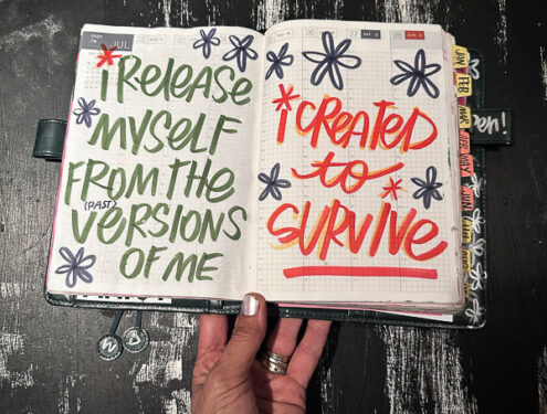 I Release Myself from Past Versions I Created to Survive- I love lists //hobonichi cousin by Tracy Benjamin of shutterbean.com