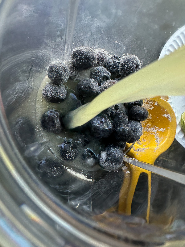 Blueberry Limeade is a refreshing drink that's great mixed with sparkling water or spirits! Find the recipe on Shutterbean.com