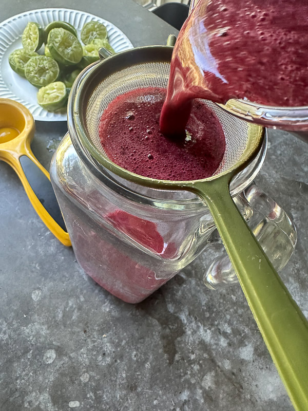 Blueberry Limeade is a refreshing drink that's great mixed with sparkling water or spirits! Find the recipe on Shutterbean.com