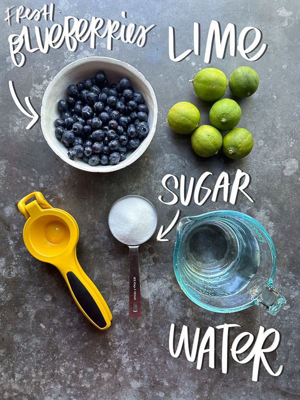 Blueberry Limeade is a refreshing drink that's great mixed with sparkling water or spirits! Find the recipe on Shutterbean.com