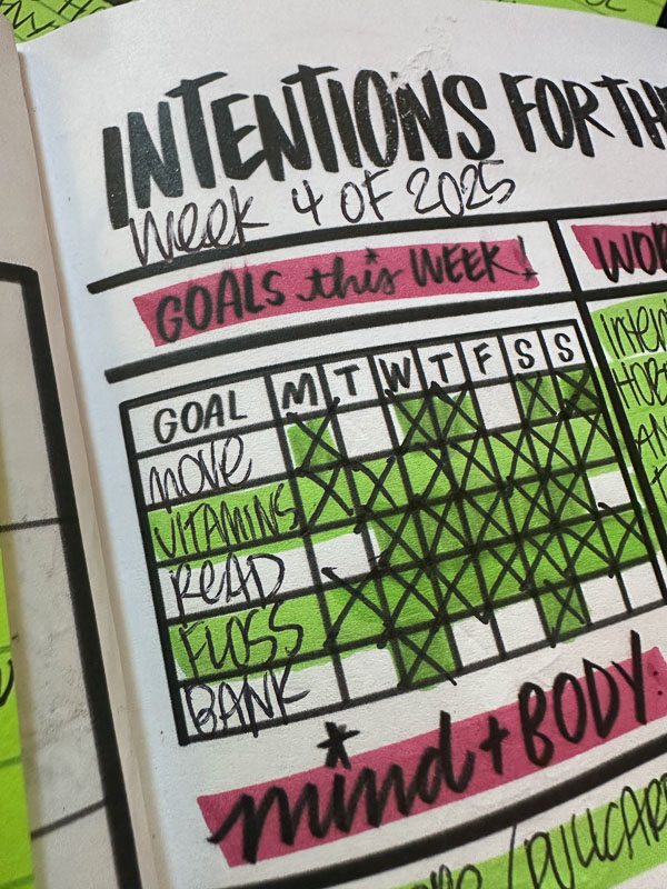 Intentions for the Week Planner - The Handwriting Club by Tracy Benjamin