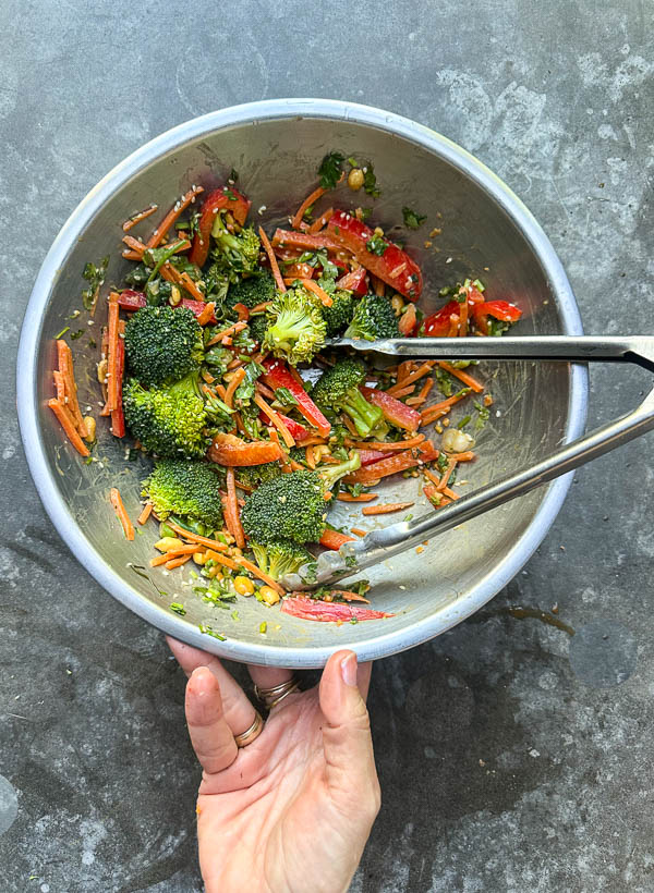 Thai Broccoli Salad – A crunchy, vibrant salad packed with bold flavors. Tossed with a zesty peanut dressing, this refreshing dish is perfect for meal prep, potlucks, or a light, nourishing meal. Find the recipe on Shutterbean.com #healthyrecipes #mealprep #saladlove #eattherainbow